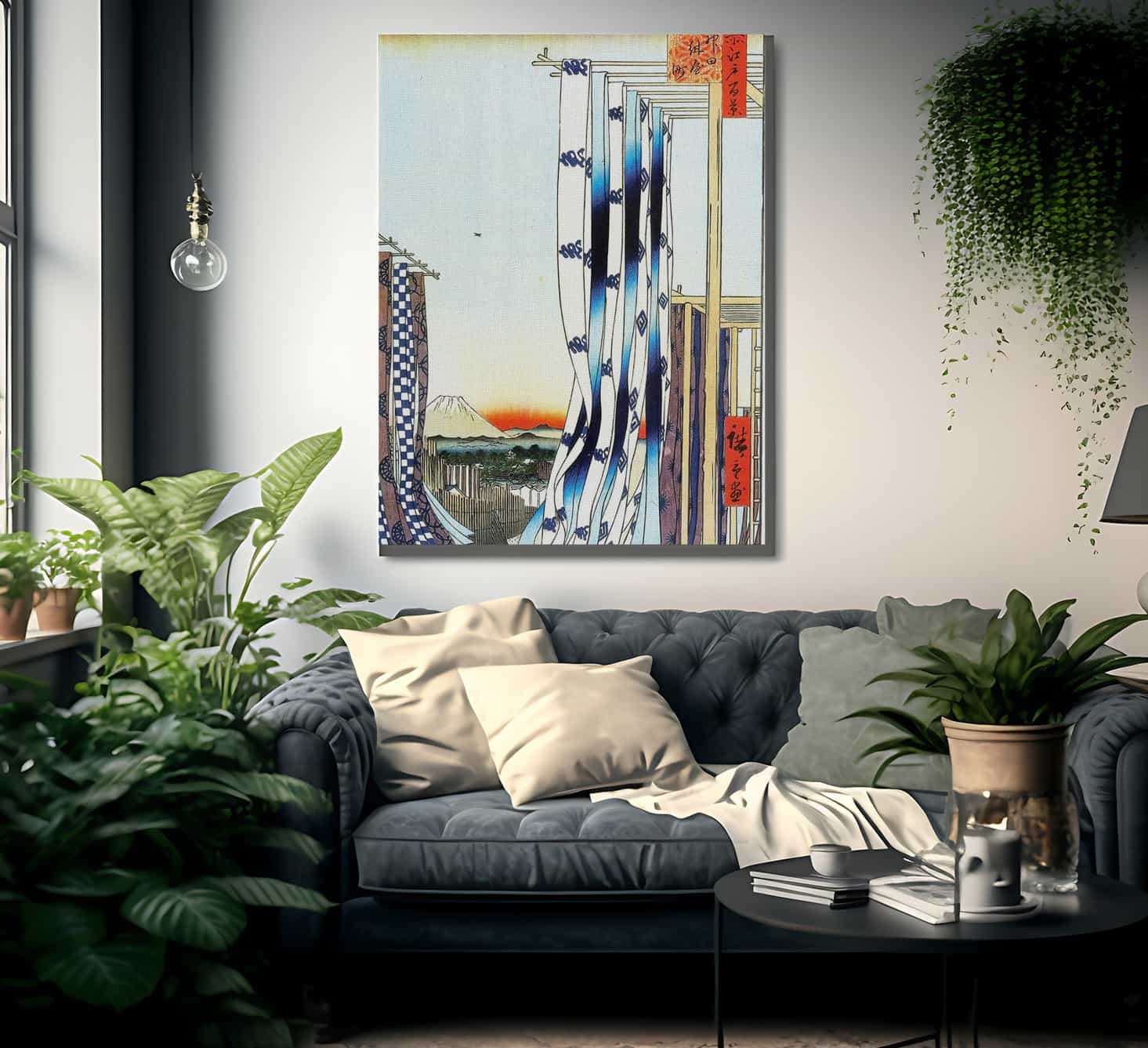 Dyed Cloth Hanging To Dry By Hiroshige Fine Art Print