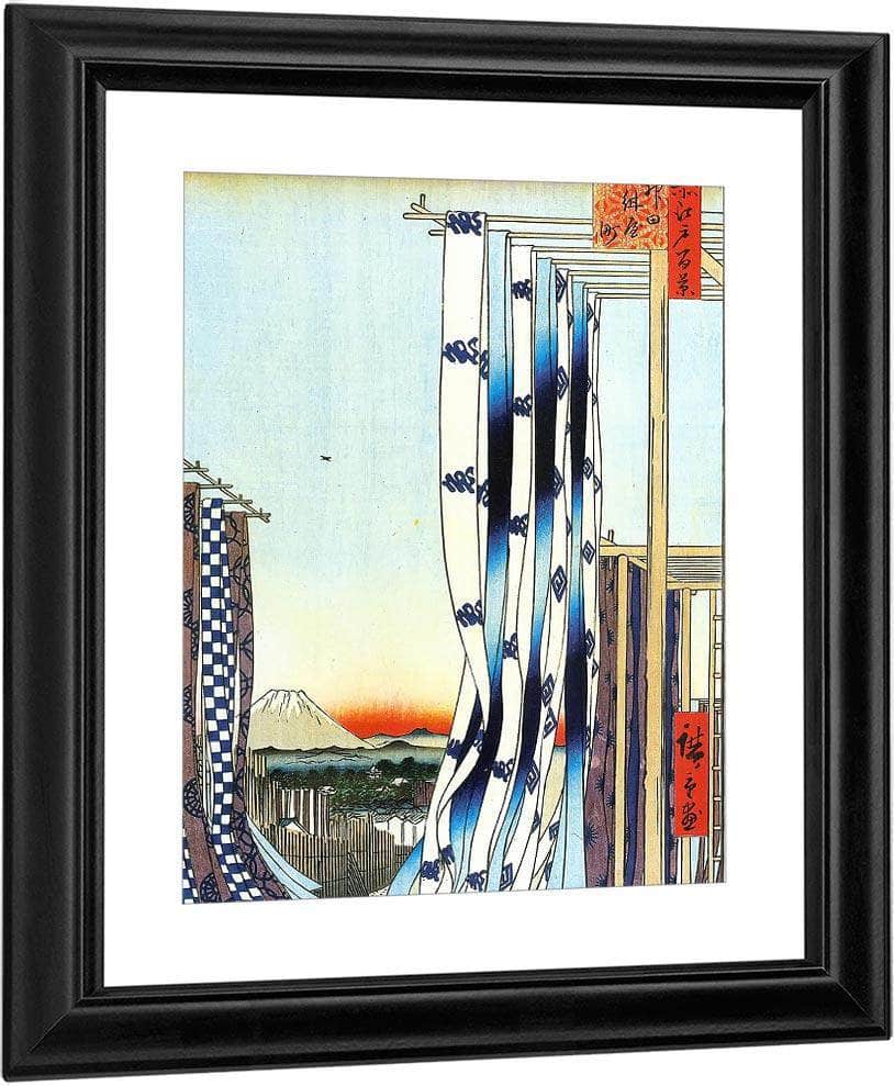 Dyed Cloth Hanging To Dry By Hiroshige Fine Art Print