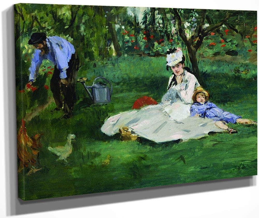 E Douard Manet  The Monet Family In Their Garden At Argenteuil By Edouard Manet Fine Art Print