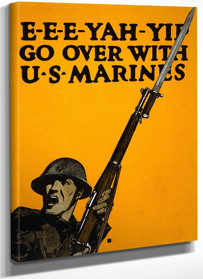 E E E Yah Yip Go Over With U.S. Marines By C.B. Falls Fine Art Print