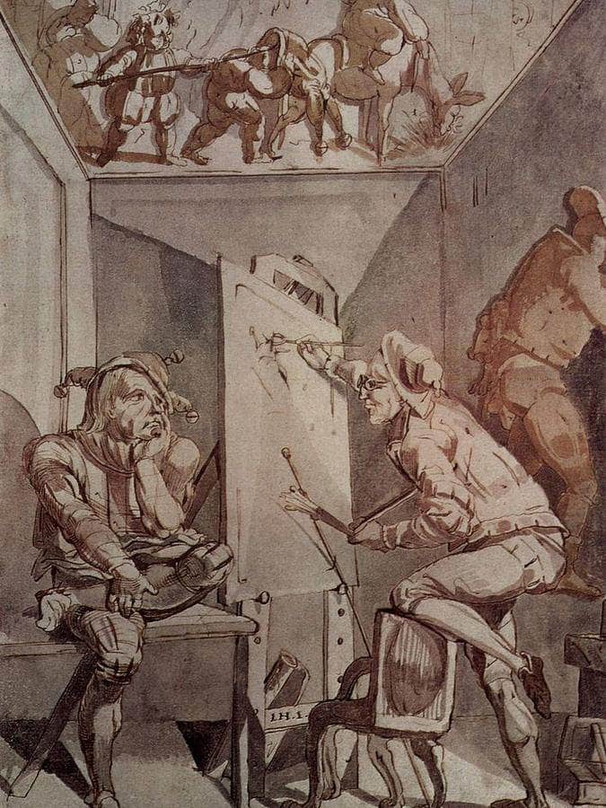 Ein Maler Mit Brille Zeichnet Einen Narren By Henry Fuseli Fine Art Print
