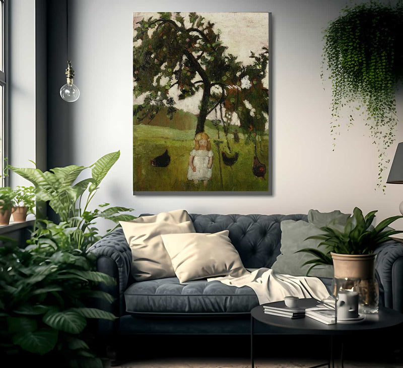 Elizabeth With Hens Under An Apple Tree By Paula Modersohn Becker Fine Art Print