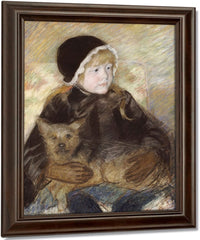 Elsie Cassat Holding A Big Dog By Mary Cassatt Fine Art Print