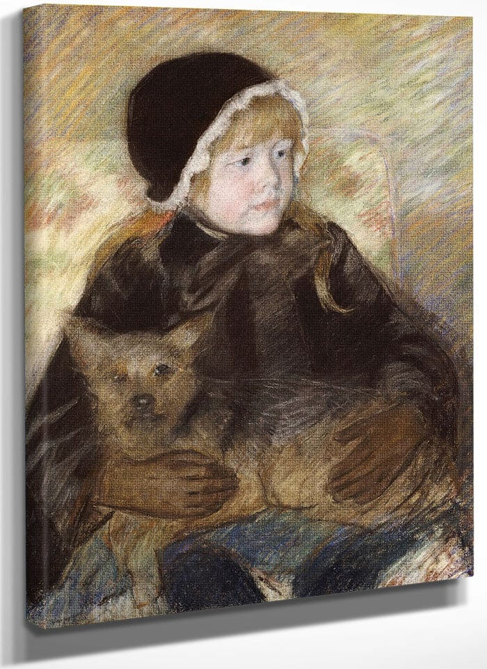 Elsie Cassat Holding A Big Dog By Mary Cassatt Fine Art Print