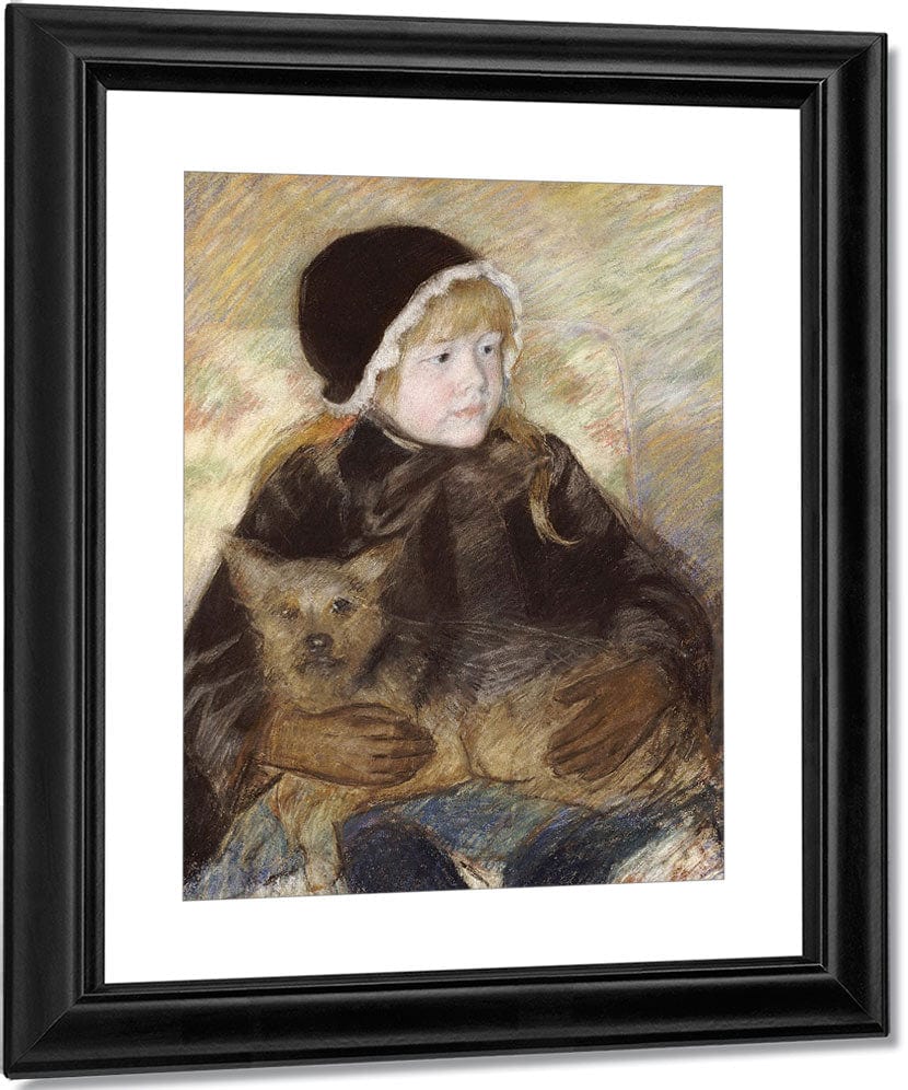 Elsie Cassat Holding A Big Dog By Mary Cassatt Fine Art Print