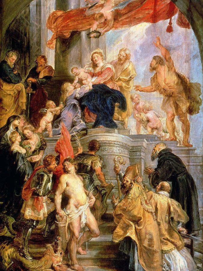 Enthroned Madonna With Child Encircled By Saints 2 By Peter Paul Rubens Fine Art Print
