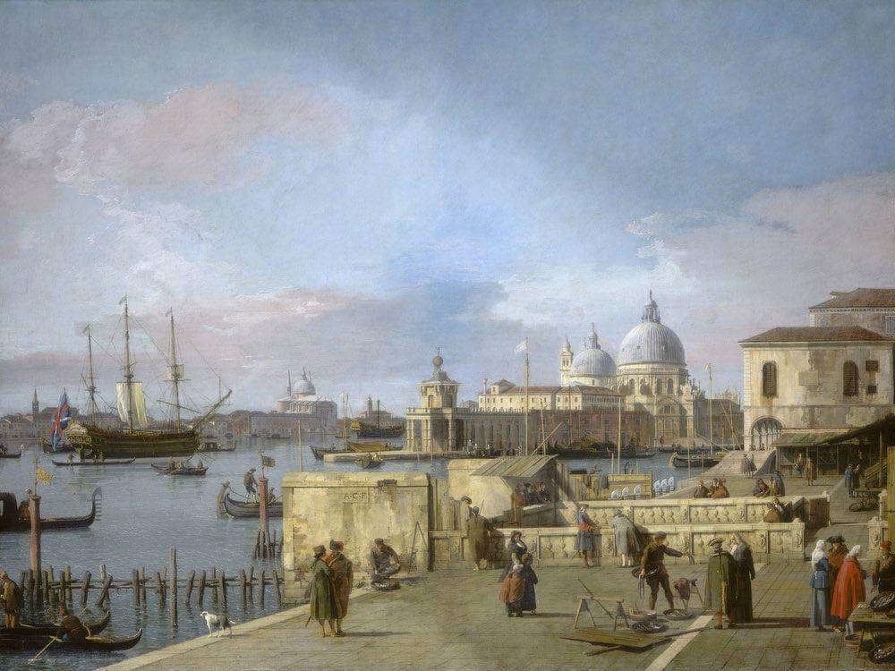 Entrance To The Grand Canal From The Molo Venice By Canaletto Fine Art Print