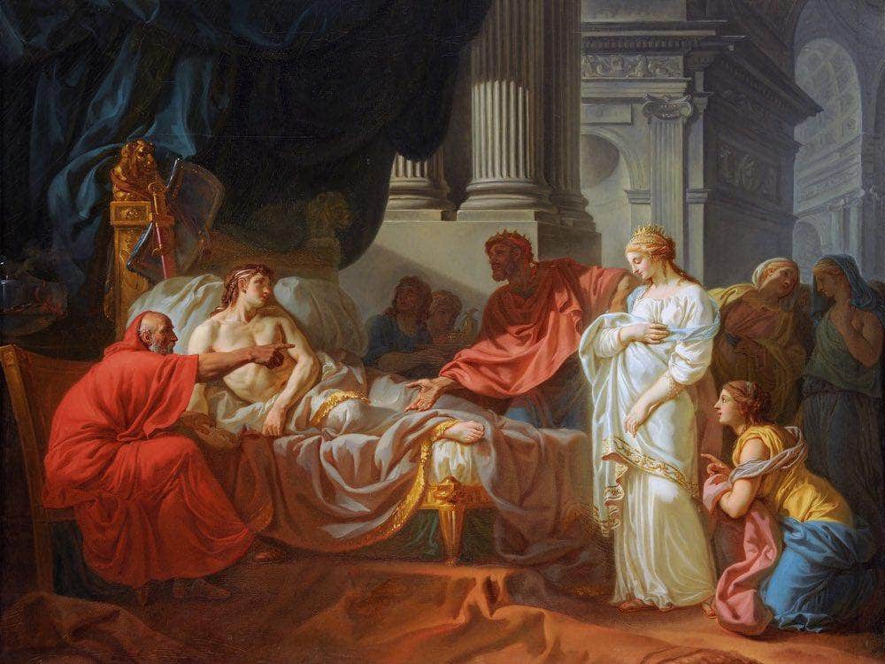 Erasistratus Discovers The Cause Of Antiochuss Disease 1774 Ecole Des Beaux Arts Paris By Jacques Louis David Fine Art Print