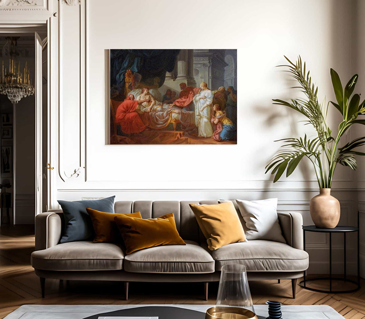 Erasistratus Discovers The Cause Of Antiochuss Disease 1774 Ecole Des Beaux Arts Paris By Jacques Louis David Fine Art Print