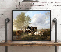 Evening, Fordwich Meadows, Canterbury Painting Thomas Cooper Canvas Art Fine Art Print