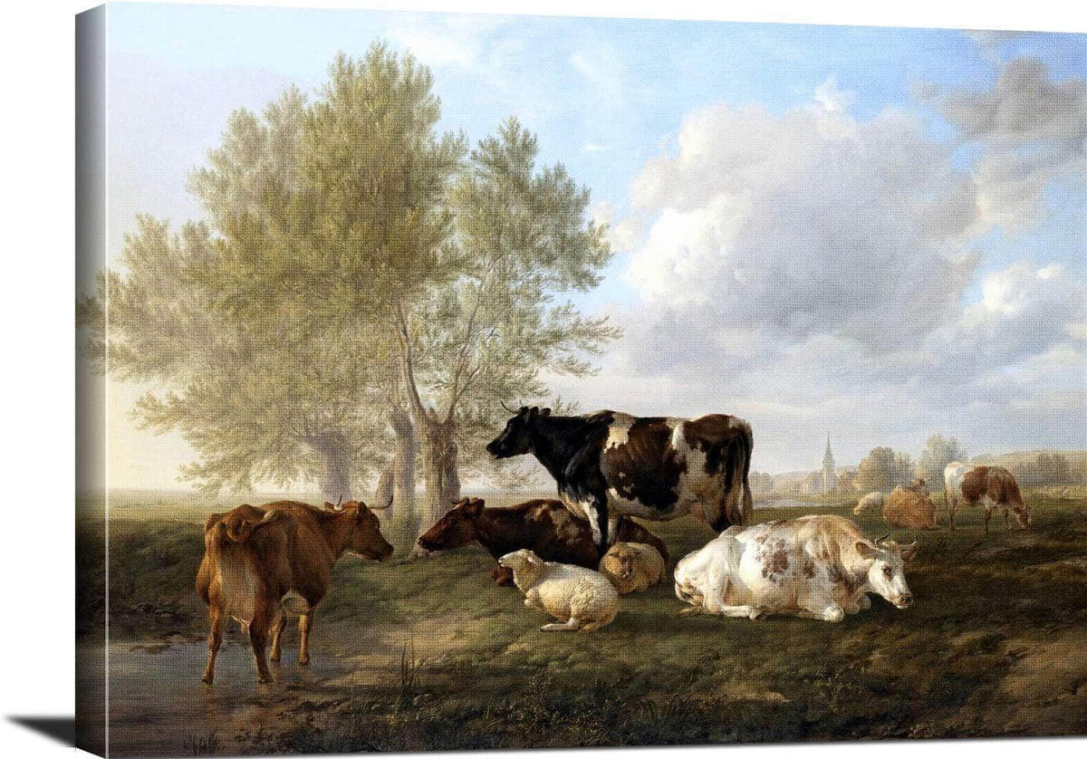 Evening, Fordwich Meadows, Canterbury Painting Thomas Cooper Canvas Art Fine Art Print