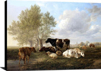 Evening, Fordwich Meadows, Canterbury Painting Thomas Cooper Canvas Art Fine Art Print