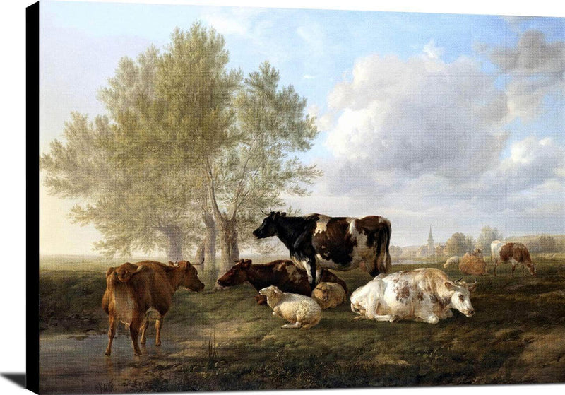 Evening, Fordwich Meadows, Canterbury Painting Thomas Cooper Canvas Art Fine Art Print