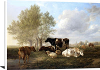 Evening, Fordwich Meadows, Canterbury Painting Thomas Cooper Canvas Art Fine Art Print