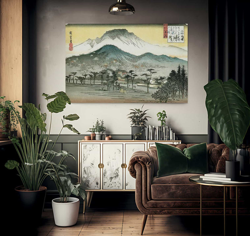 Evening View Of A Temple In The Hills By Hiroshige Fine Art Print