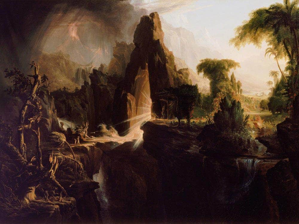 Expulsion From The Garden Of Eden By  Cole Thomas Fine Art Print