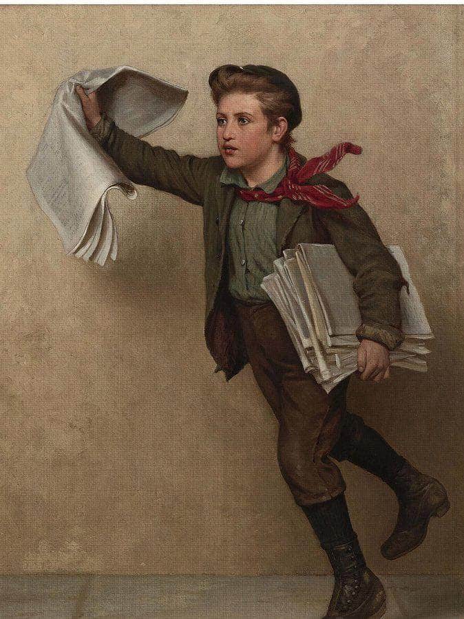 Extra, Extra (The Paper Boy) By John George Brown Fine Art Print