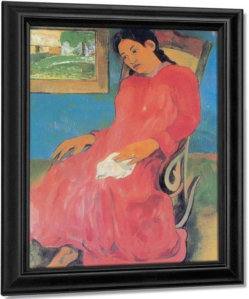 Faaturama ( Woman With A Red Dress) By Paul Gauguin Fine Art Print
