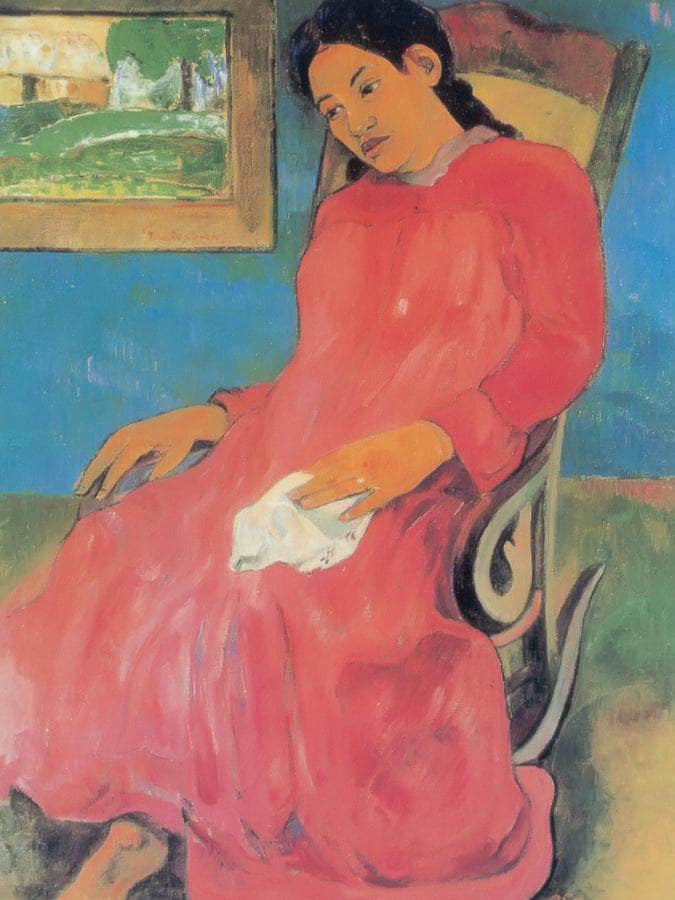 Faaturama ( Woman With A Red Dress) By Paul Gauguin Fine Art Print