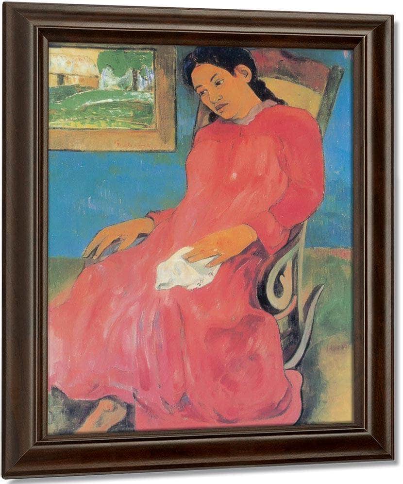 Faaturama ( Woman With A Red Dress) By Paul Gauguin Fine Art Print