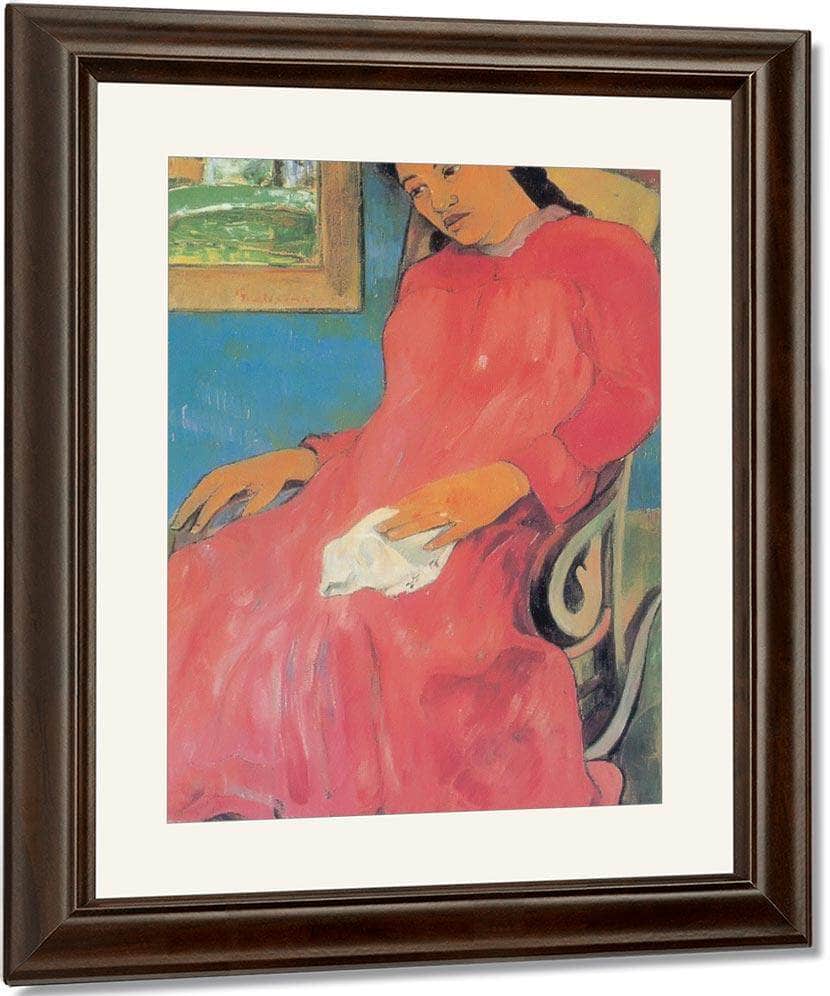 Faaturama ( Woman With A Red Dress) By Paul Gauguin Fine Art Print