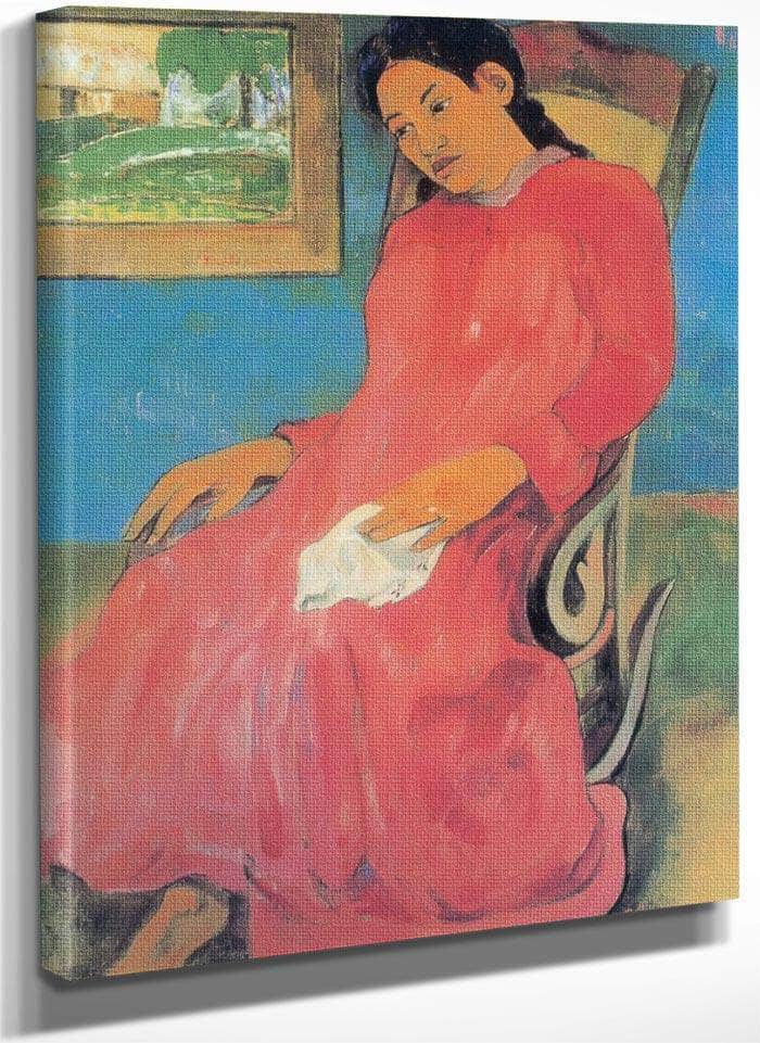 Faaturama ( Woman With A Red Dress) By Paul Gauguin Fine Art Print