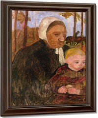 Farmwoman With Child, Rider In The Background By Paula Modersohn Becker Fine Art Print