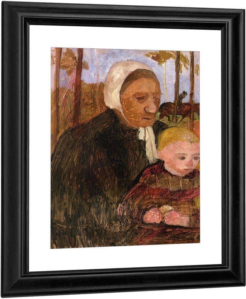Farmwoman With Child, Rider In The Background By Paula Modersohn Becker Fine Art Print