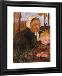 Farmwoman With Child, Rider In The Background By Paula Modersohn Becker Fine Art Print
