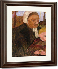 Farmwoman With Child, Rider In The Background By Paula Modersohn Becker Fine Art Print