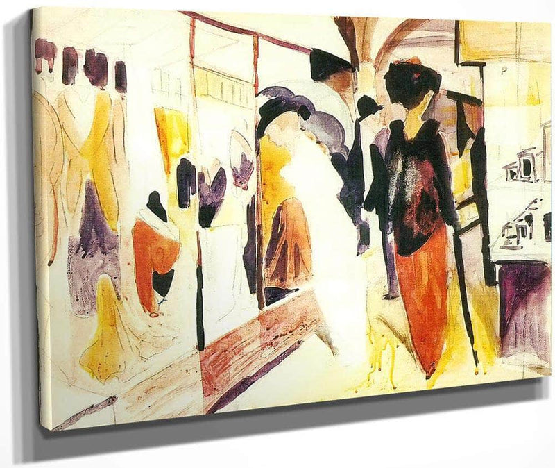Fashion Shop In The Arcade By August Macke Fine Art Print