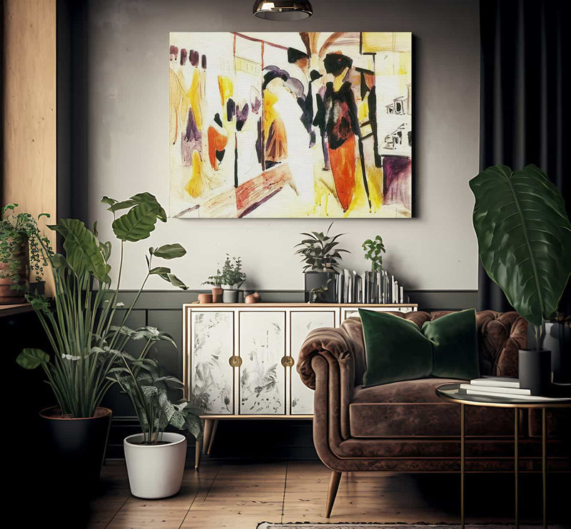 Fashion Shop In The Arcade By August Macke Fine Art Print