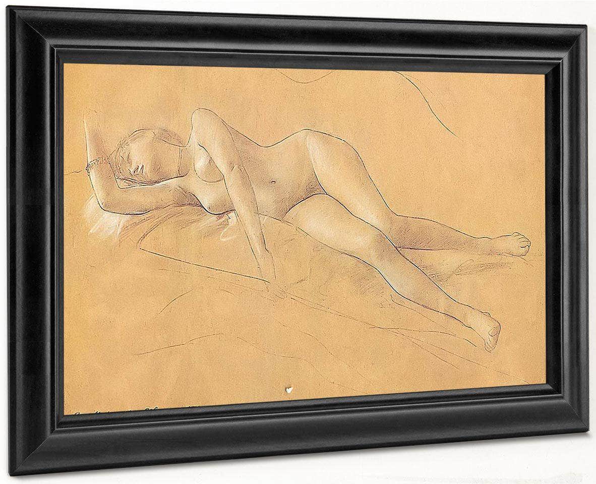 Female Nude Lying Down By Gustav Klimt Fine Art Print