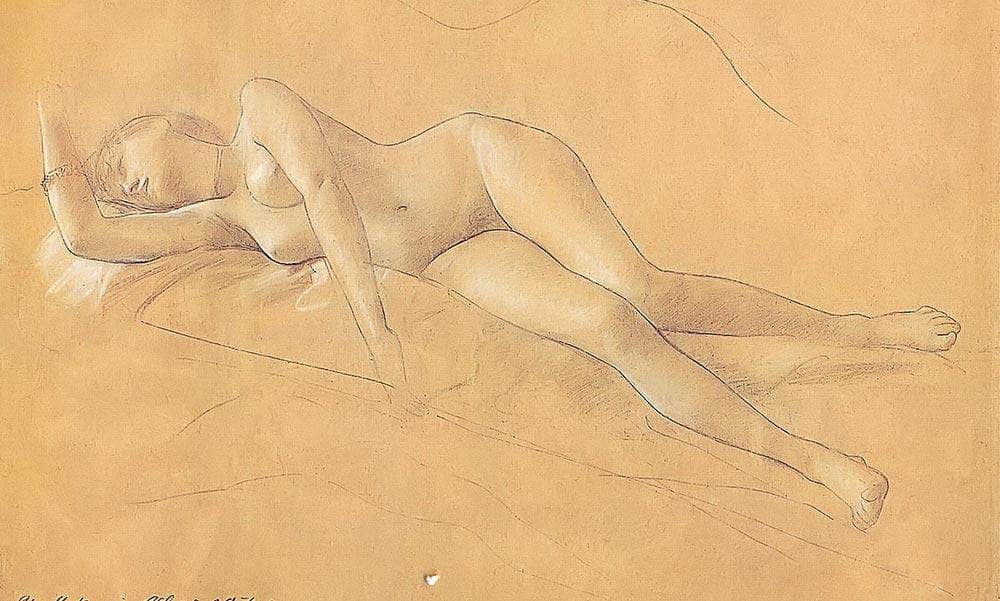 Female Nude Lying Down By Gustav Klimt Fine Art Print