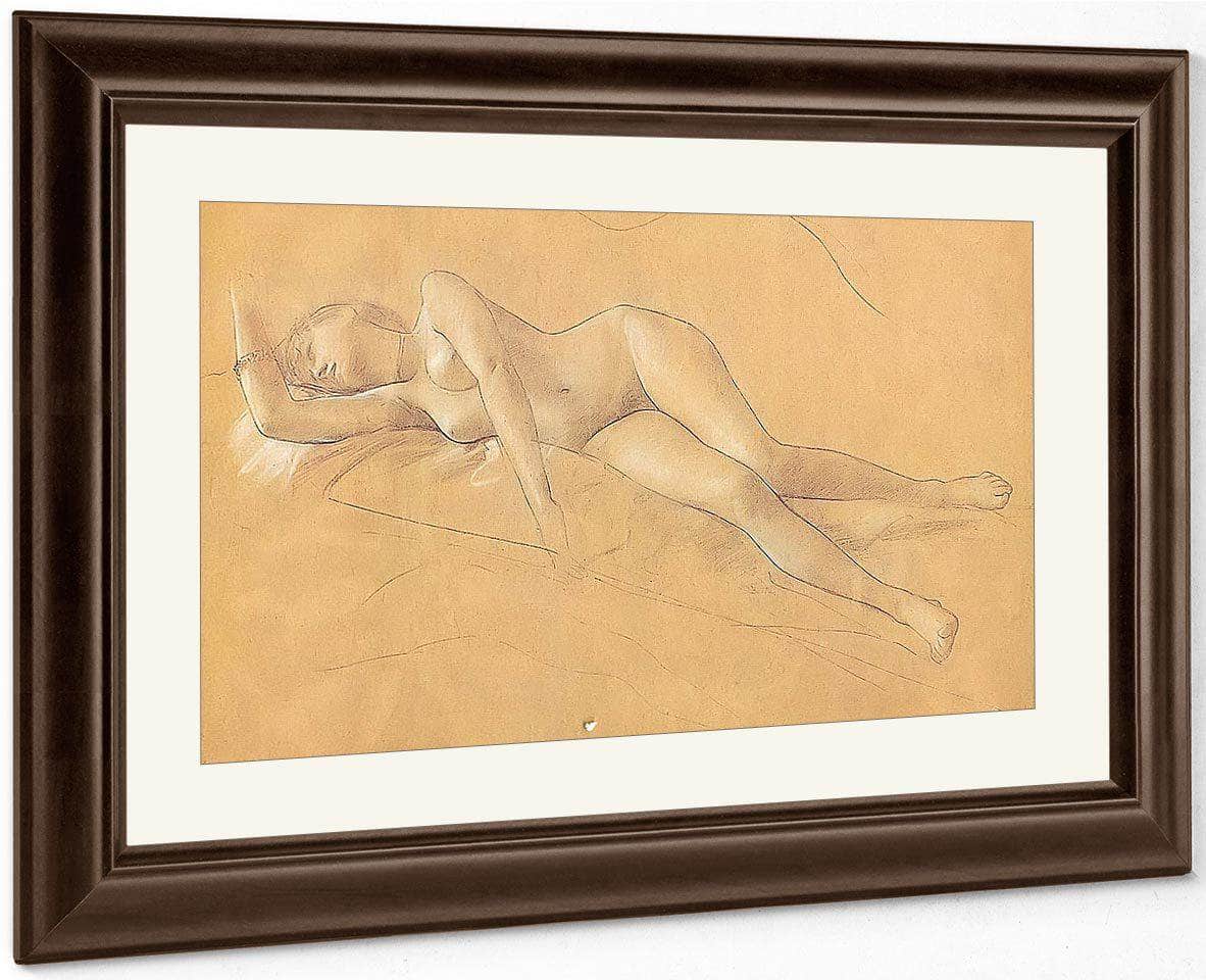 Female Nude Lying Down By Gustav Klimt Fine Art Print