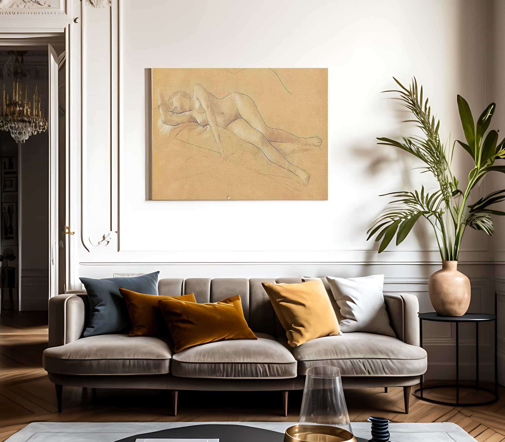 Female Nude Lying Down By Gustav Klimt Fine Art Print