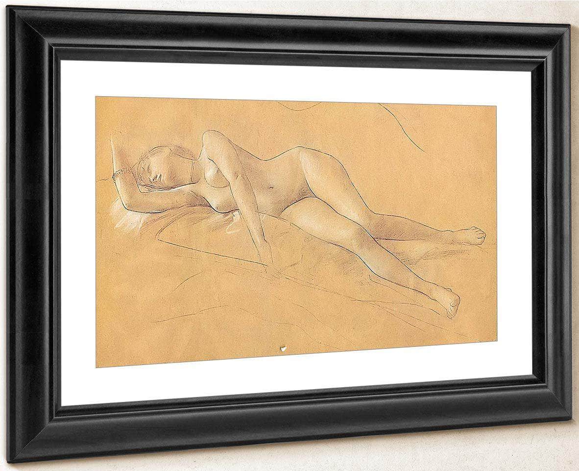 Female Nude Lying Down By Gustav Klimt Fine Art Print