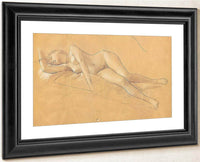 Female Nude Lying Down By Gustav Klimt Fine Art Print