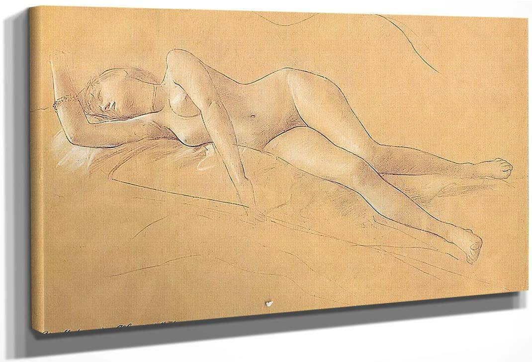 Female Nude Lying Down By Gustav Klimt Fine Art Print