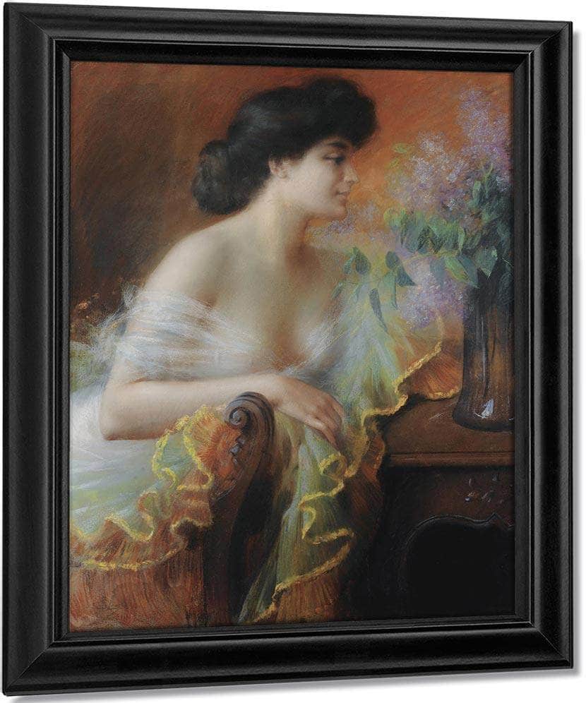 Femme Au Bouquet De Lilas By Enjolras Delphin Fine Art Print