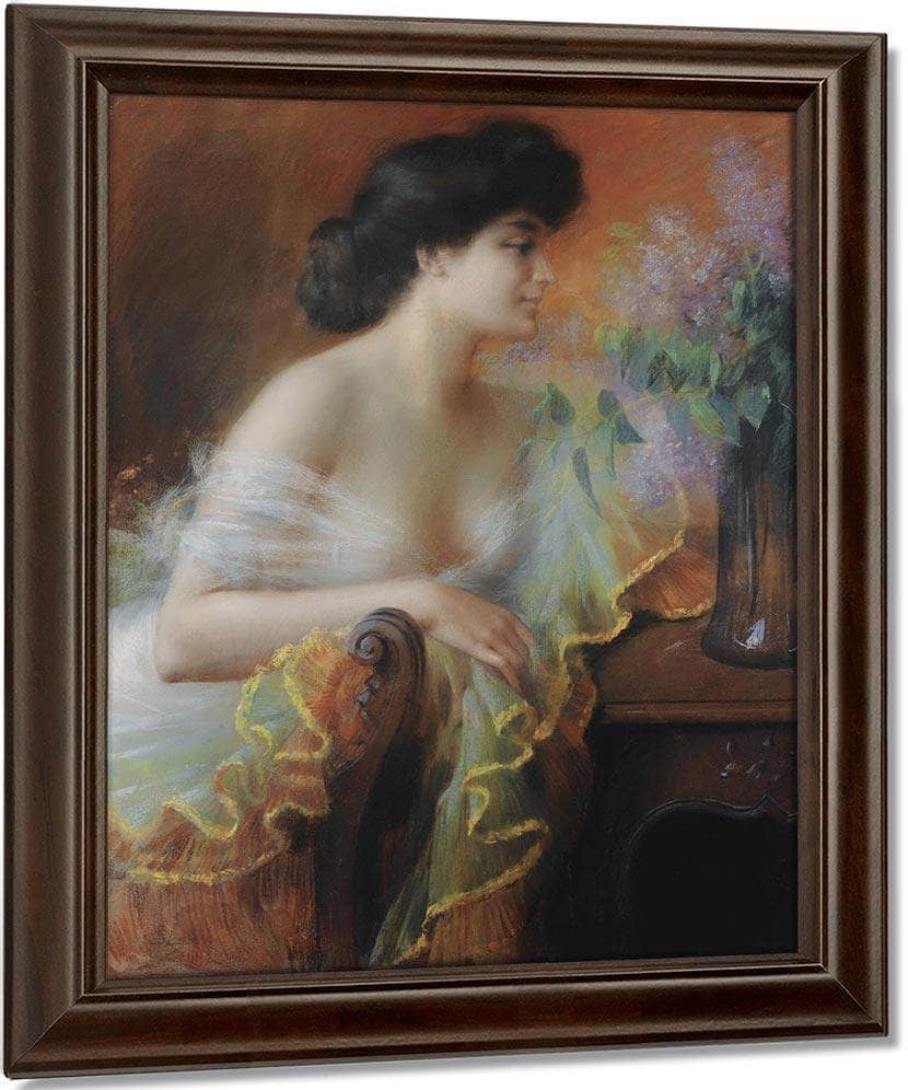 Femme Au Bouquet De Lilas By Enjolras Delphin Fine Art Print