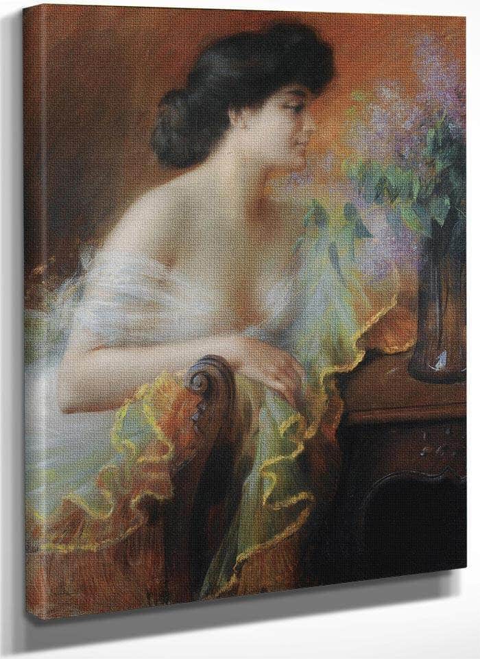 Femme Au Bouquet De Lilas By Enjolras Delphin Fine Art Print