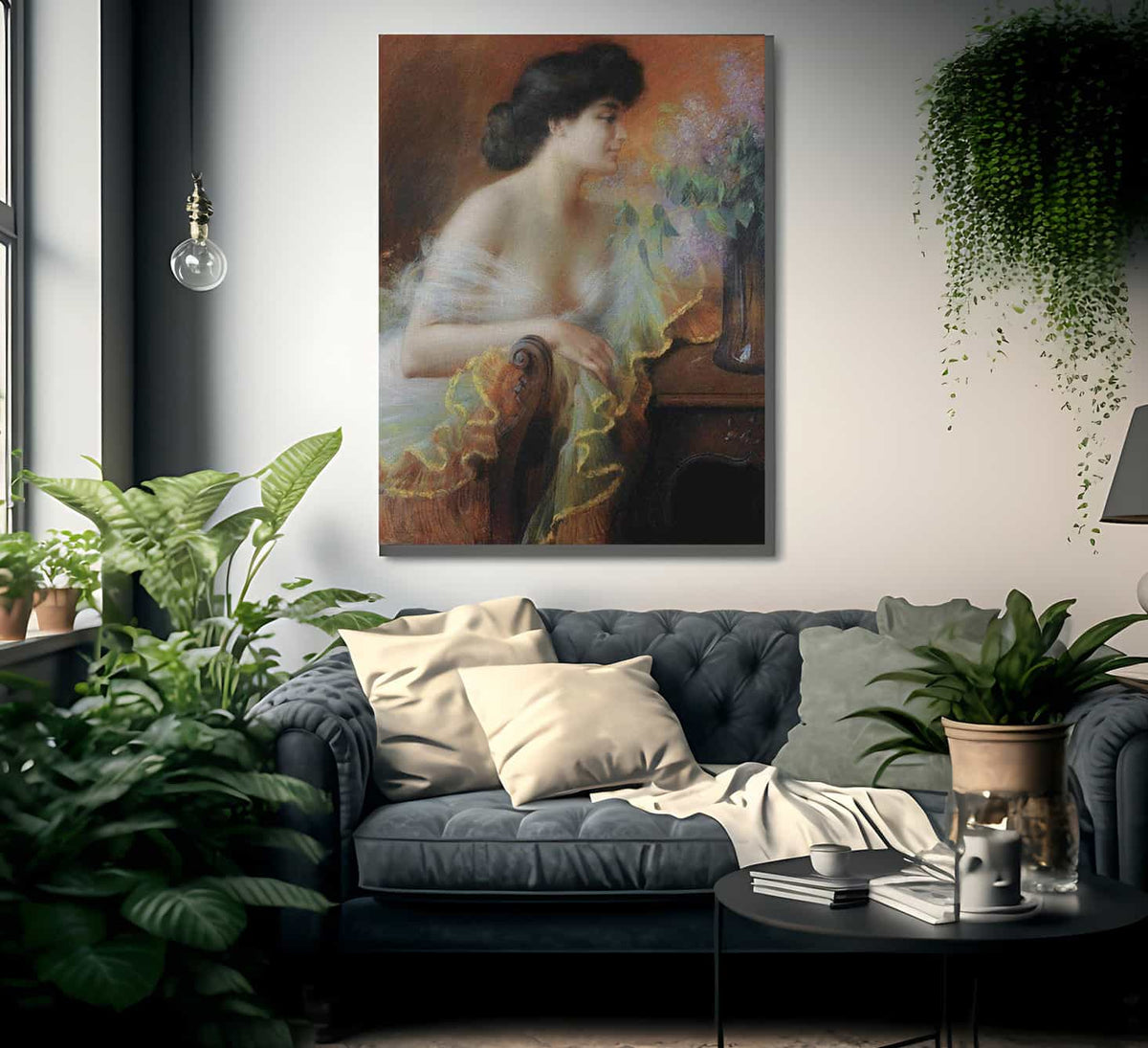 Femme Au Bouquet De Lilas By Enjolras Delphin Fine Art Print