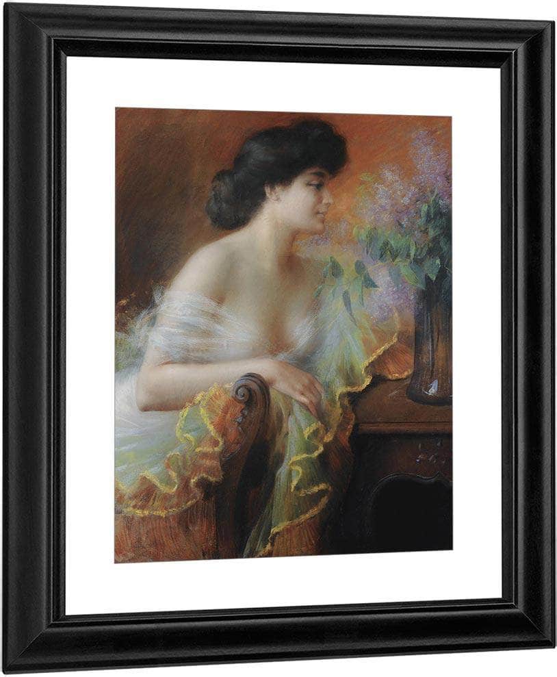 Femme Au Bouquet De Lilas By Enjolras Delphin Fine Art Print