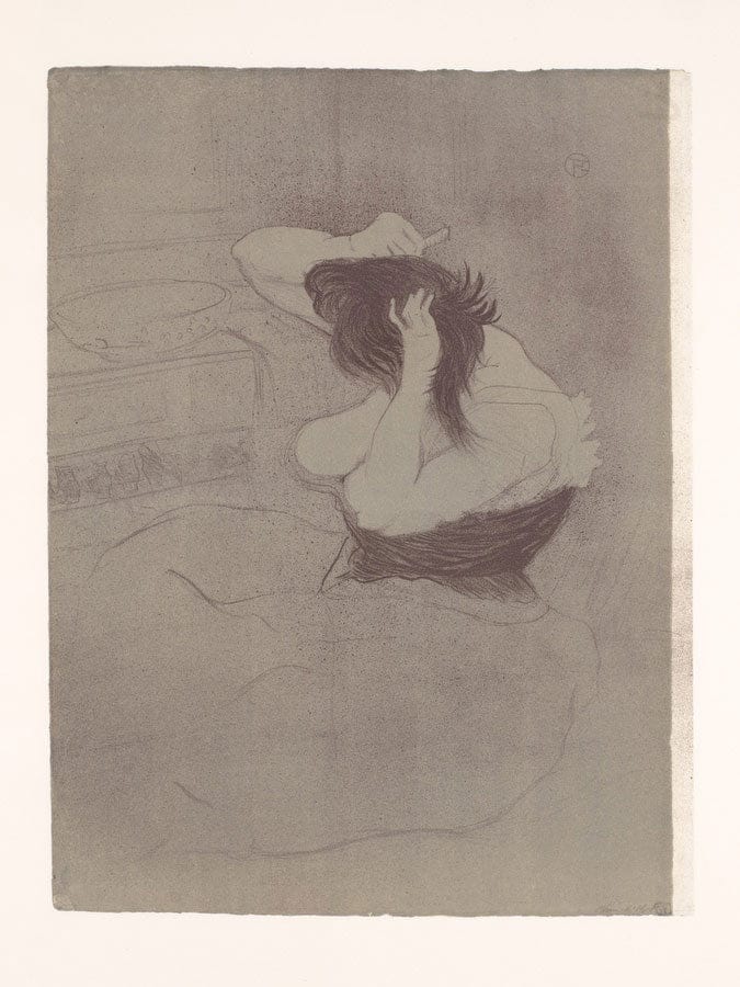 Femme Qui Se Peigne (Woman Combing Her Hair), From The Elles Series By Henri Marie Raymond De Toulouse Lautrec Monfa Fine Art Print