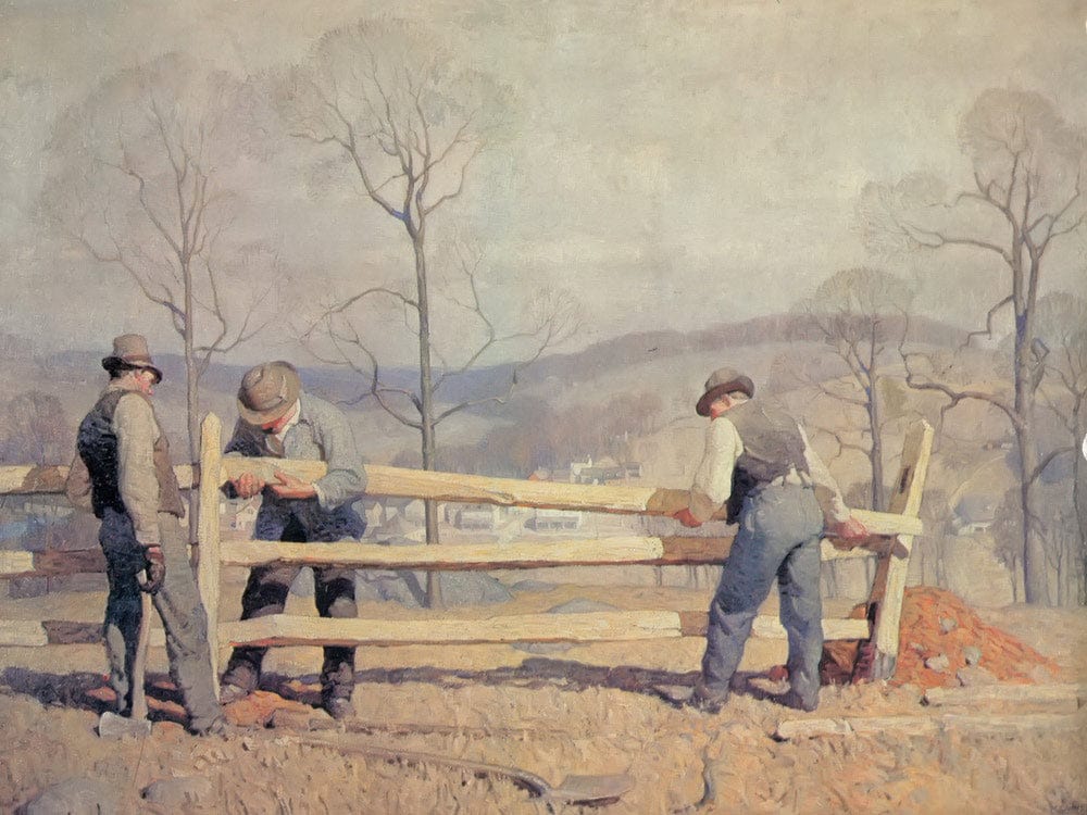 Fence Builders By NC Wyeth Fine Art Print