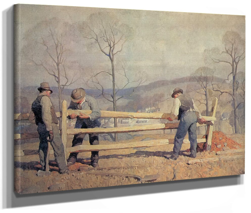 Fence Builders By NC Wyeth Fine Art Print