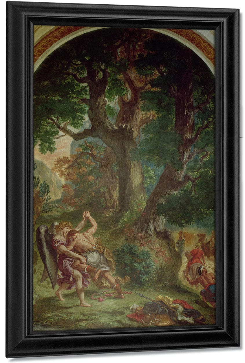 Fight Between Jacob And The Angel By Ferdinand Victor Eugene Delacroix Fine Art Print