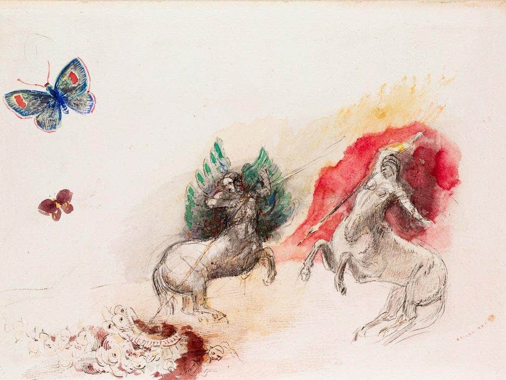 Fight Of The Centaurs By Odilon Redon Fine Art Print