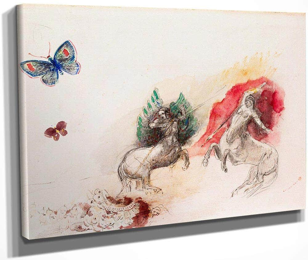 Fight Of The Centaurs By Odilon Redon Fine Art Print